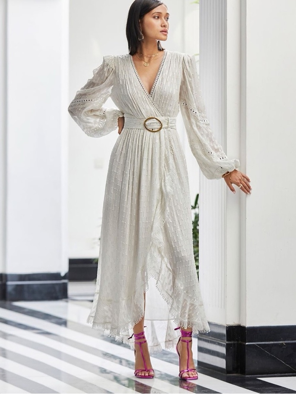 Rococo Sand Cia White Wrap Dress size 2 NWT